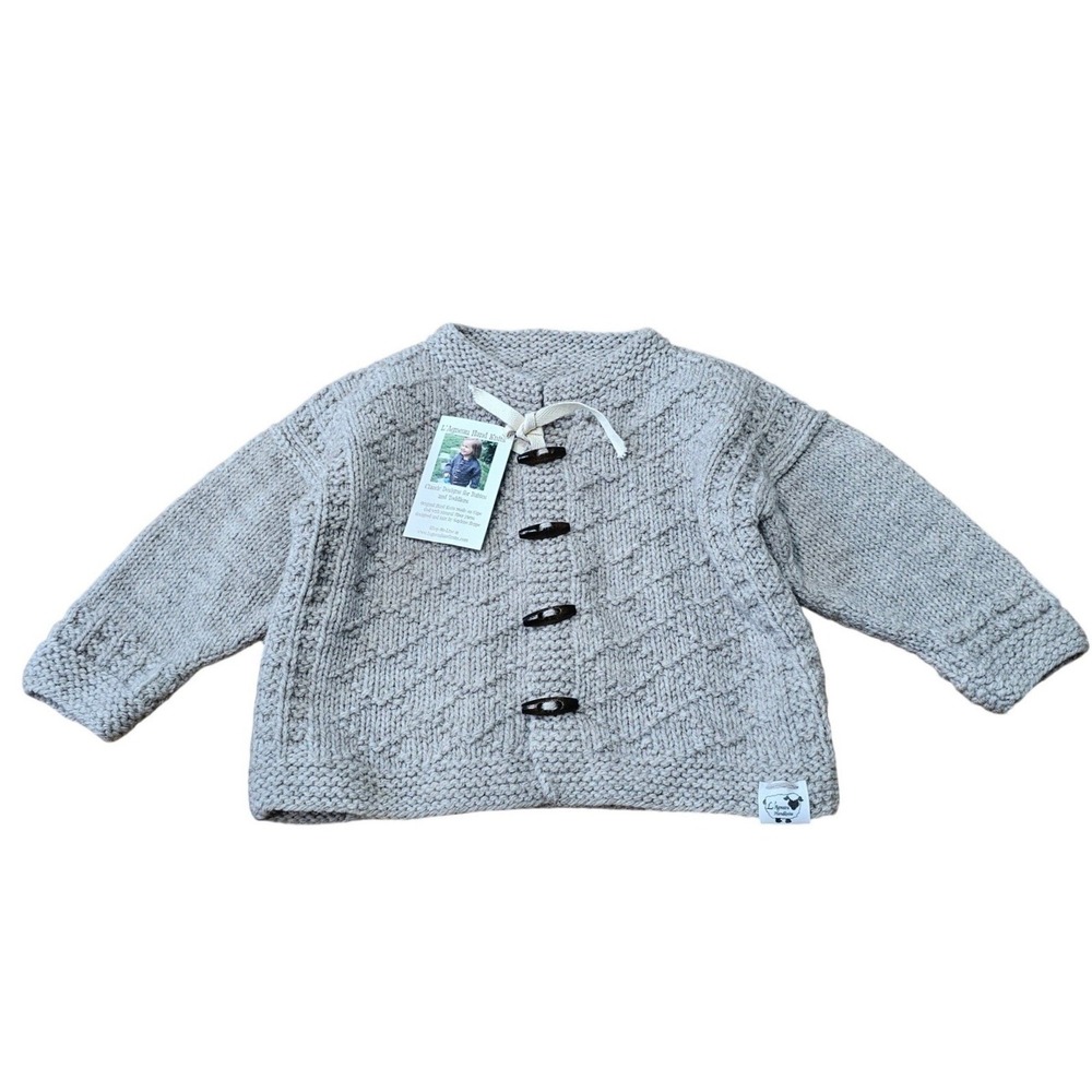 L'agneau Handknits Gansey Cardigan Girls Kids 2T Beige NEW Wool Toggle Sweater